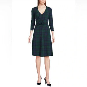 Lands End 3/4th Sleeve Midi Dress size Small (4-6) in Plaid